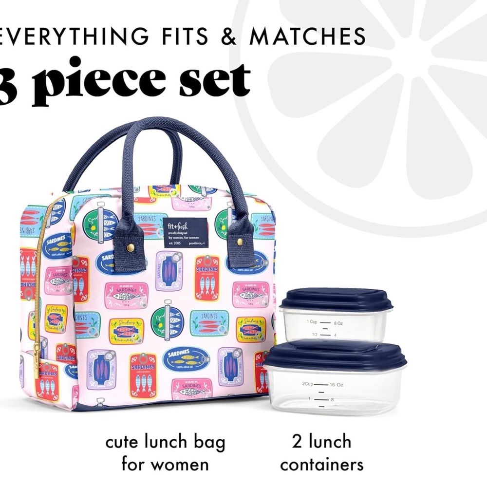 Colorful Sardine Pattern Lunch Tote Set for Women